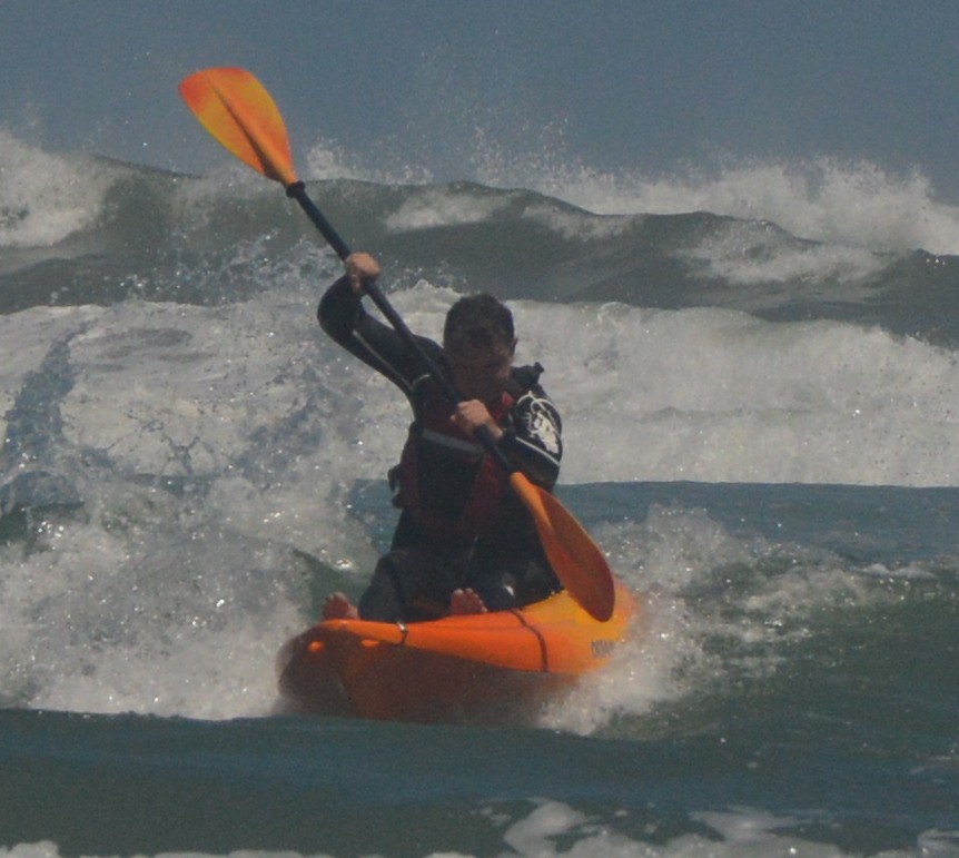 Kayaking in Auckland.  Lots of swell and some interesting conditions